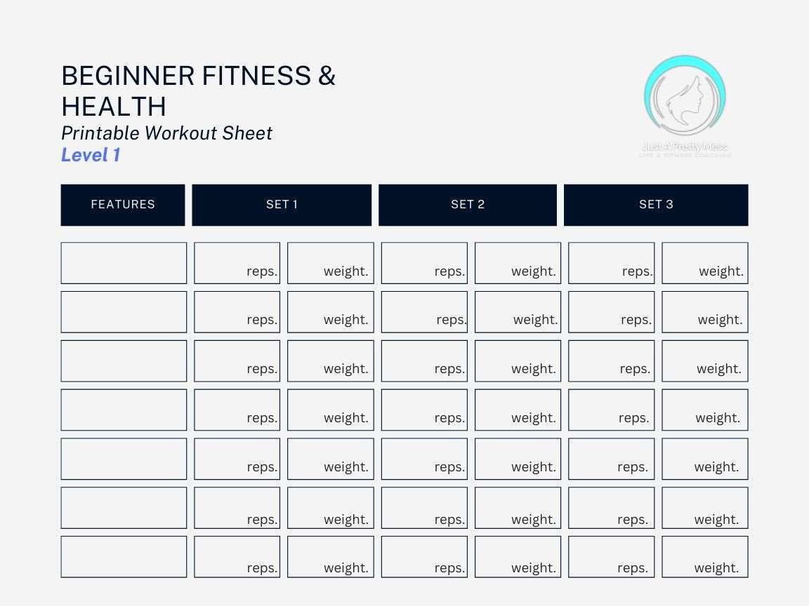 Beginner Exercise Worksheet 15.0 | Printable Workout Worksheet – justaprettymess